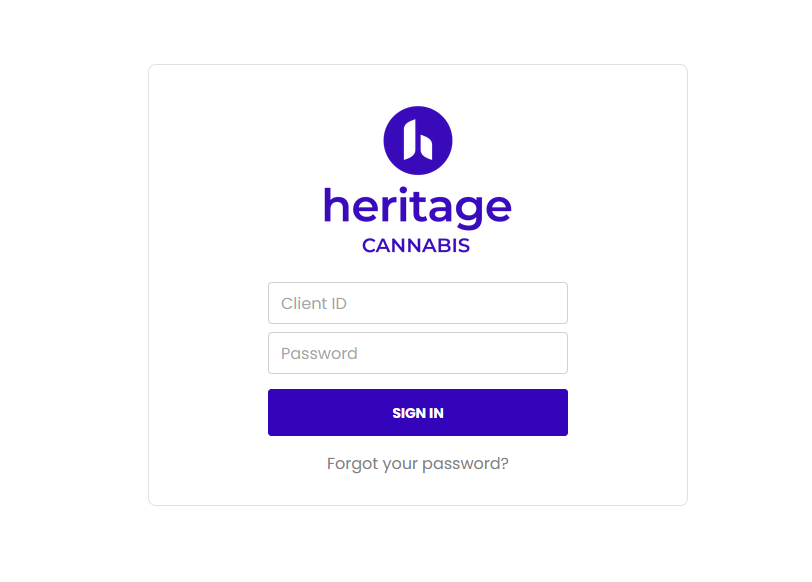 login screen cannabis ecommerce