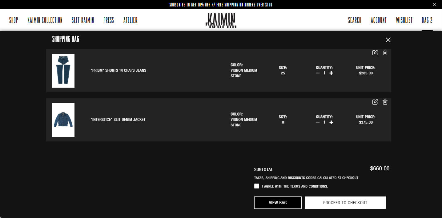 kaimin cart page